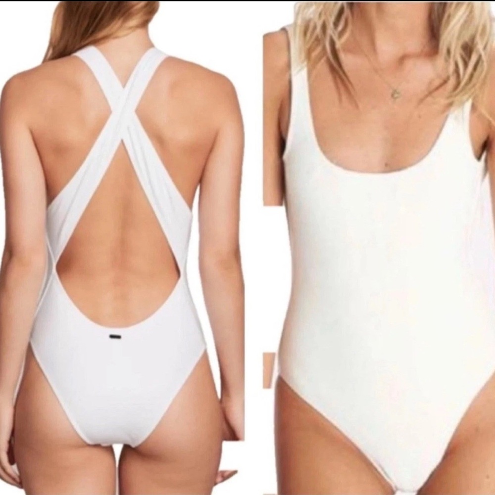 Volcom White Fresh Ink One Piece Swimsuit Size Large